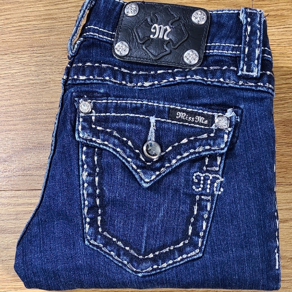 MISS ME VITAGE 26x27 SKINNY JS5014-SG5 WOMEN GIRLS DARK WASH SPARKLE JEANS